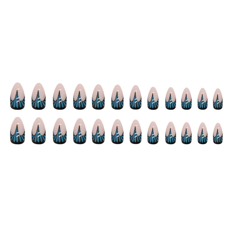 Wholesale Round Toe Lake Blue Fishtail Water Drip Nail Stickers